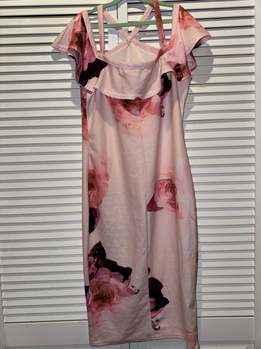 Pink Floral Ruffle Off-Shoulder Dress - Picture 4 of 4